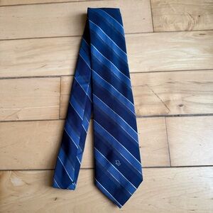 Vintage Christian Dior Paris New York Navy and Light Blue Diagonal Stripe Tie